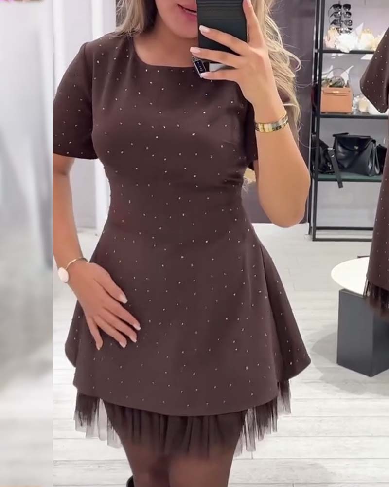 Robe élégante en patchwork de maille scintillante