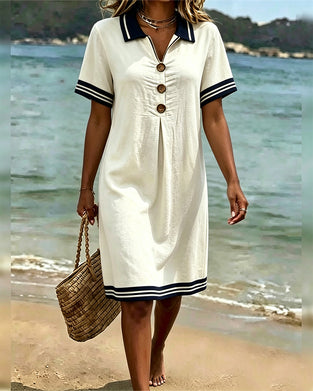 Robe Contraste De Couleur Manches Courtes