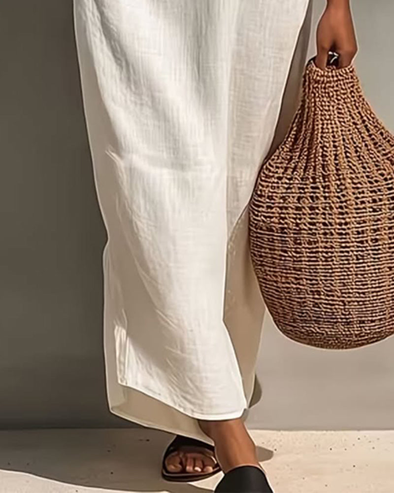 Robe Col V Sans Manches Évidé Mesh