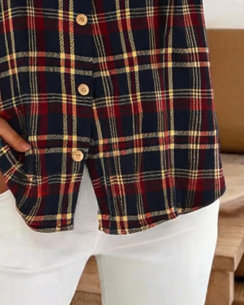 Chemise Vintage À Carreaux Manches Longues