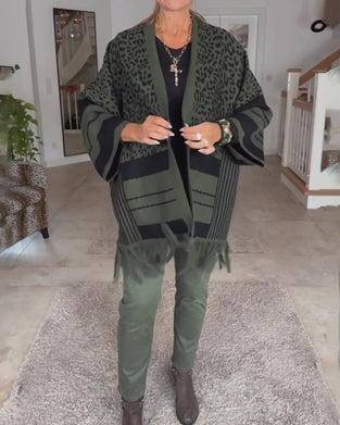 Cardigan à manches longues imprimé léopard