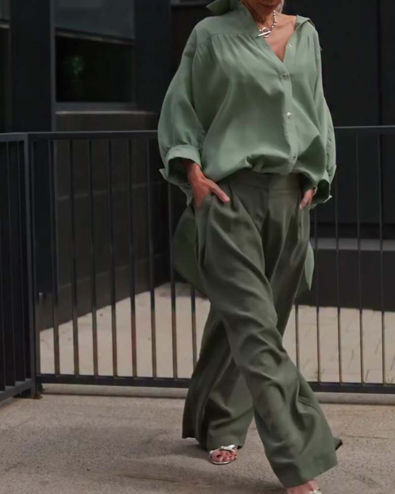 Chemise Décontractée Uni Manches Longues