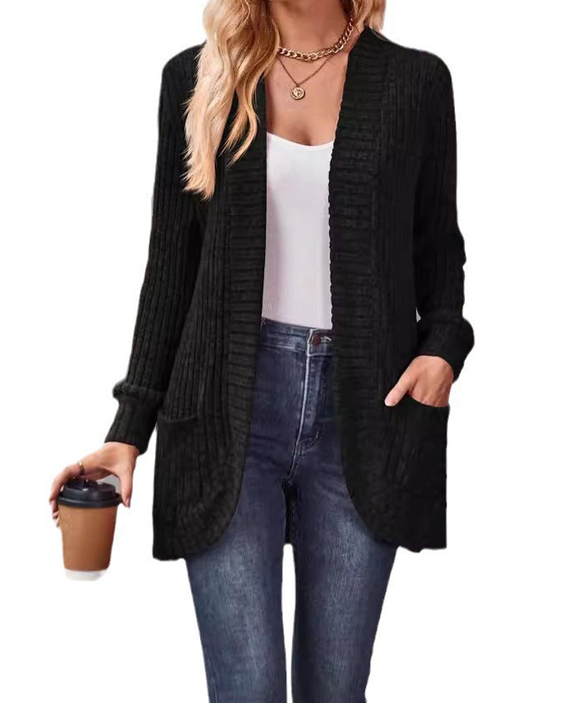 Manteau Brossé Décontracté Manche-Longue
