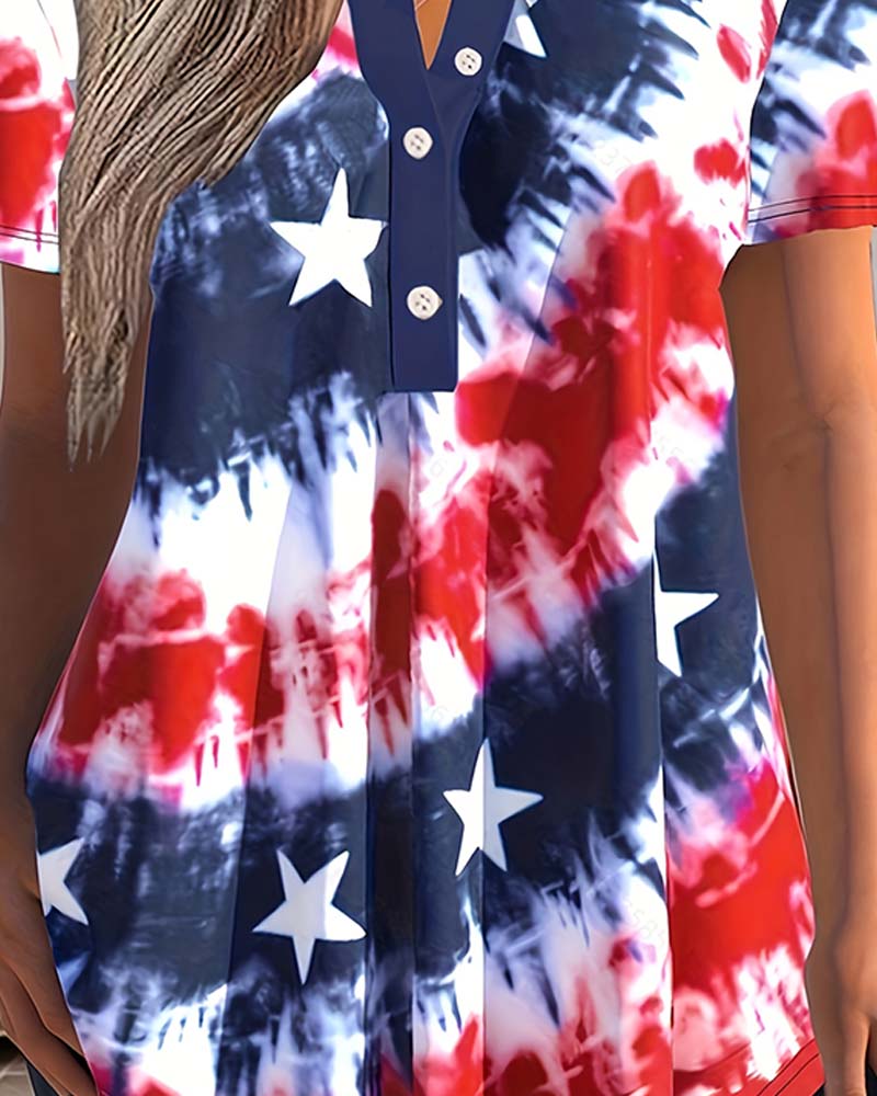 Chemisiers Tie-Dye Henley Manches Courtes
