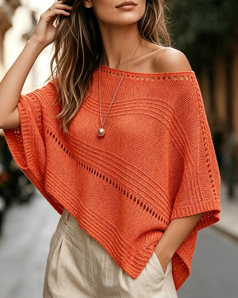 Pullover Une Épaule Évidé Tricoté