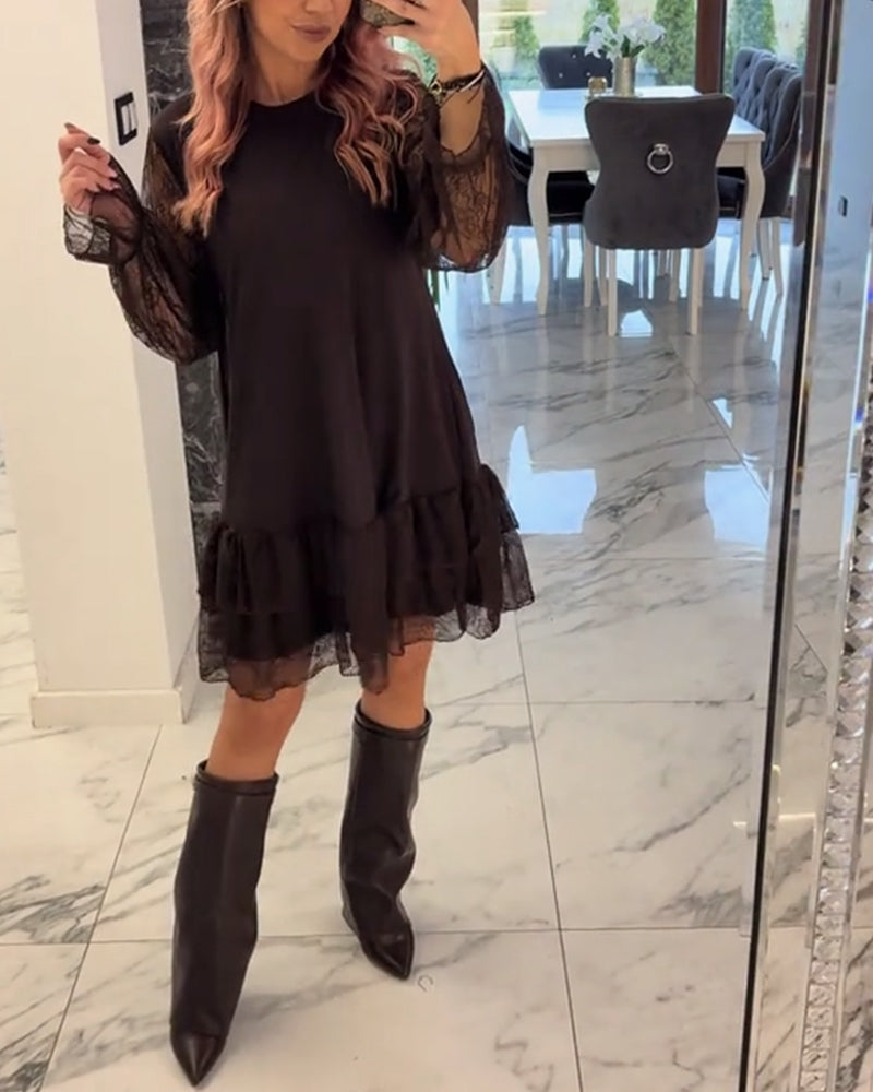 Robe élégante en dentelle unie