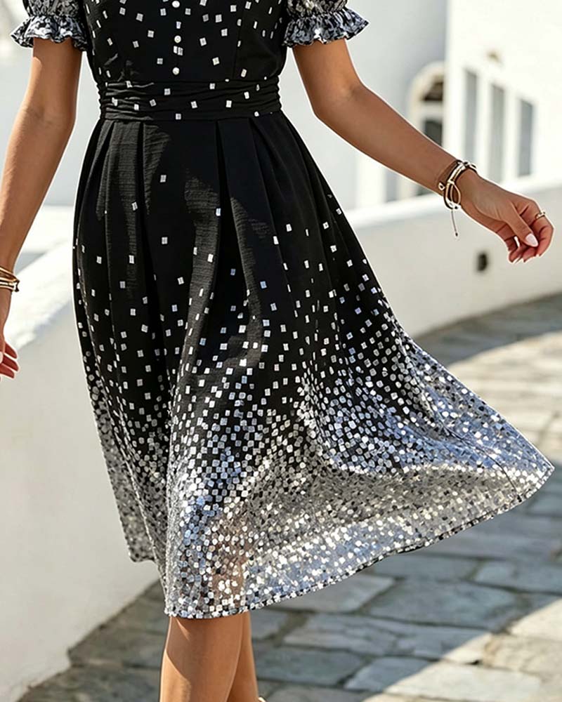 Robe Col V Taille Manche Bouffante