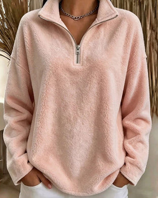 Sweatshirt Fermeture Éclair Petit Col Montant Pullover