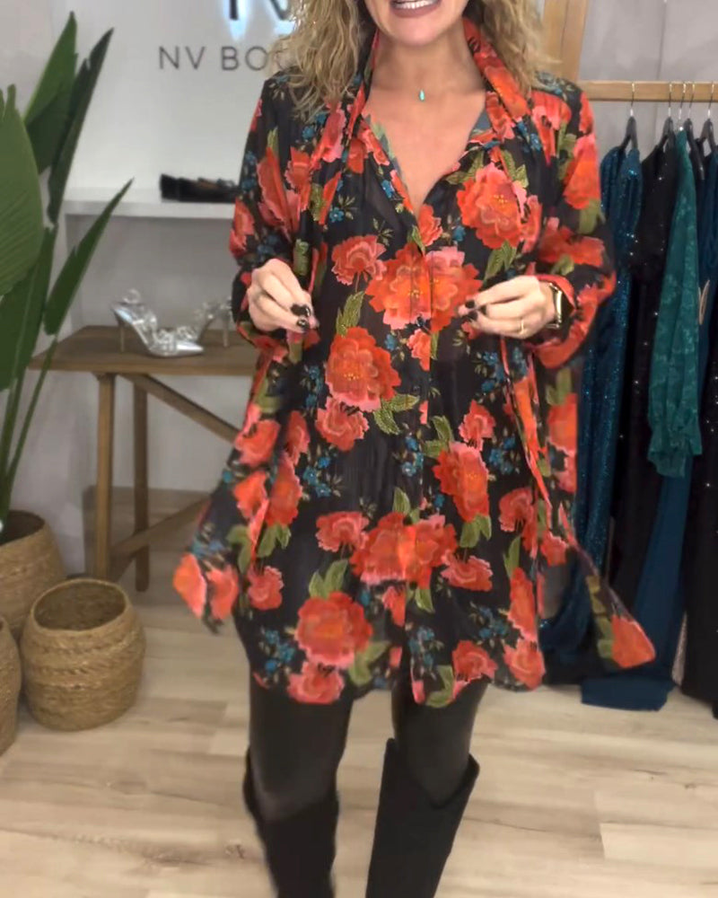 Blouse à motif fleuri et coupe ample