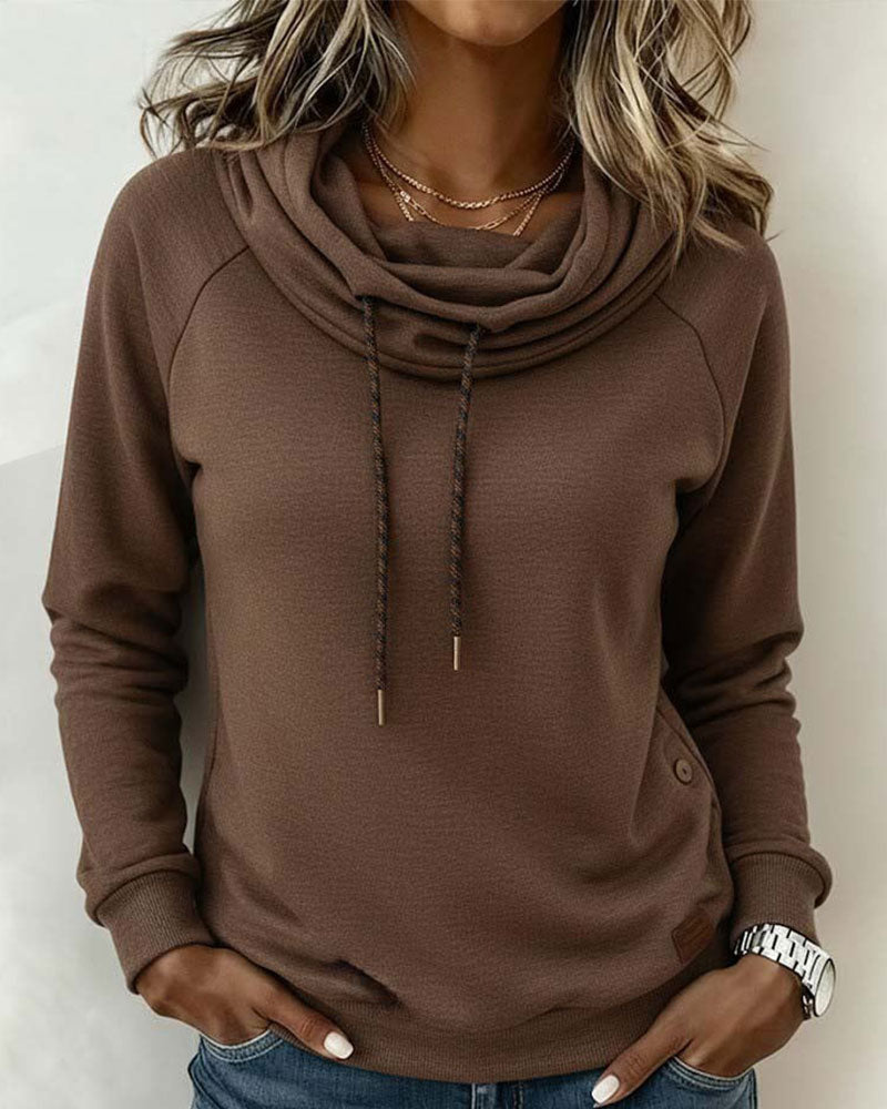 Sweatshirt Col Mock Attache Décontracté Pull