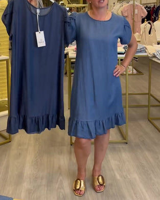 Robe Décontractée Denim Volantée