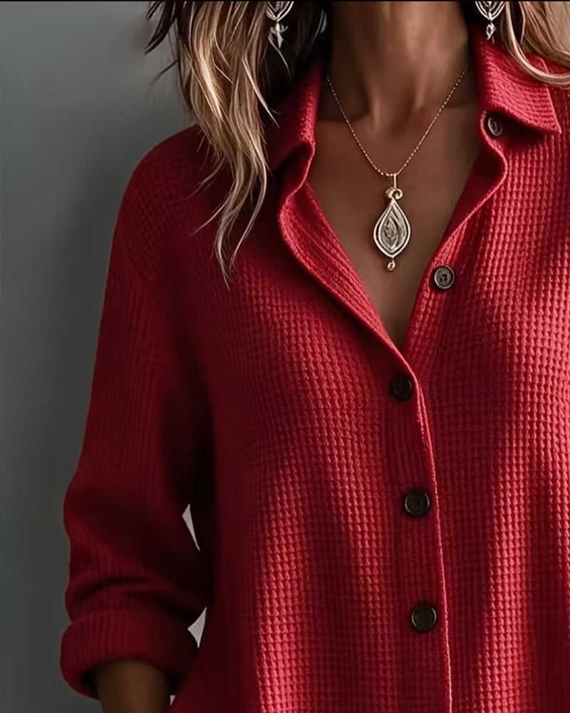 Chemise Revers Unie Bouton