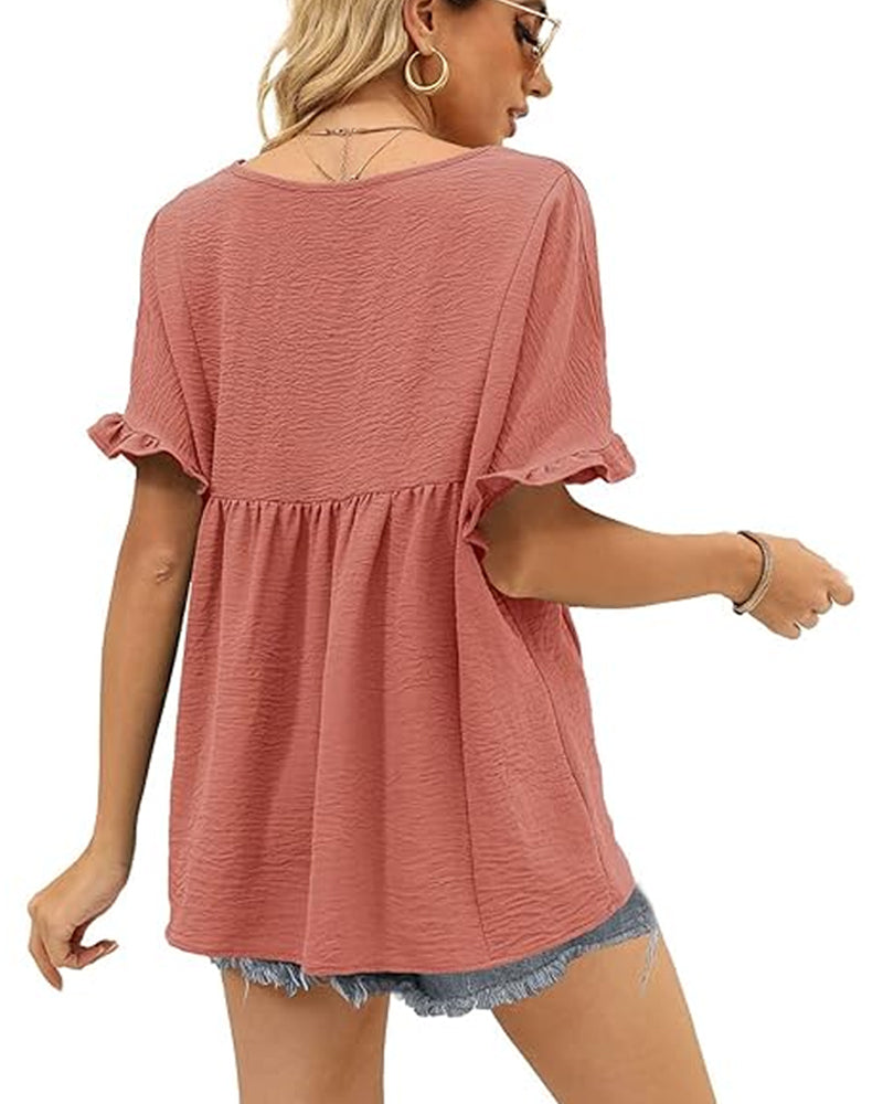 Blouse Décontractée Volant Coupe Loose