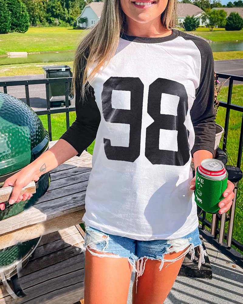 T-Shirt Décontracté à Manches Raglan