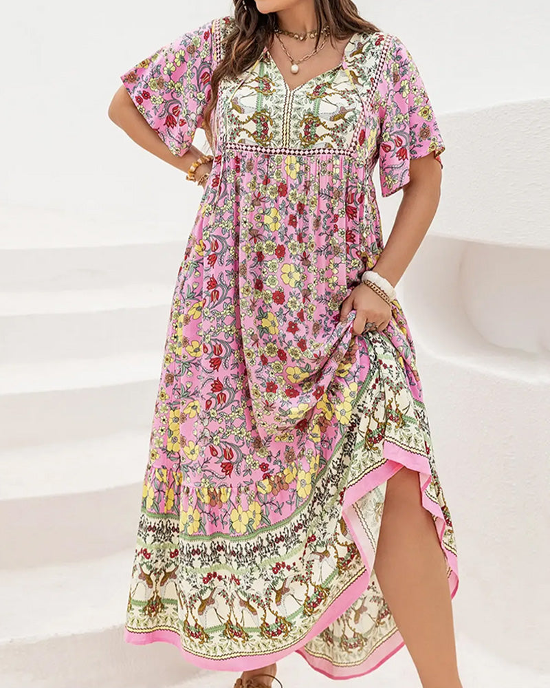 Robe Florale Patchwork Ethnique