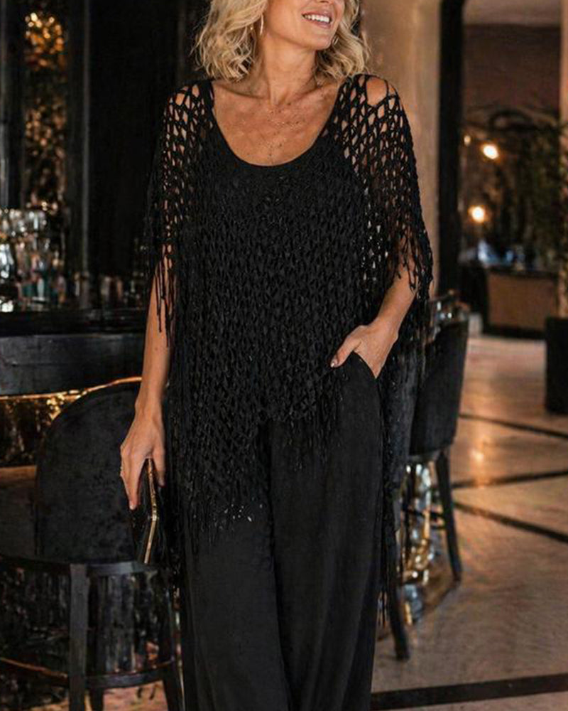 Pullover Frange Mesh Évidé