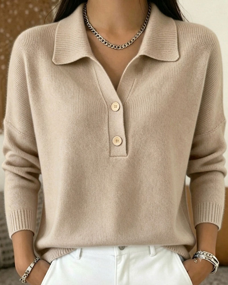 Pullover Demi-Patte Bouton Décontracté