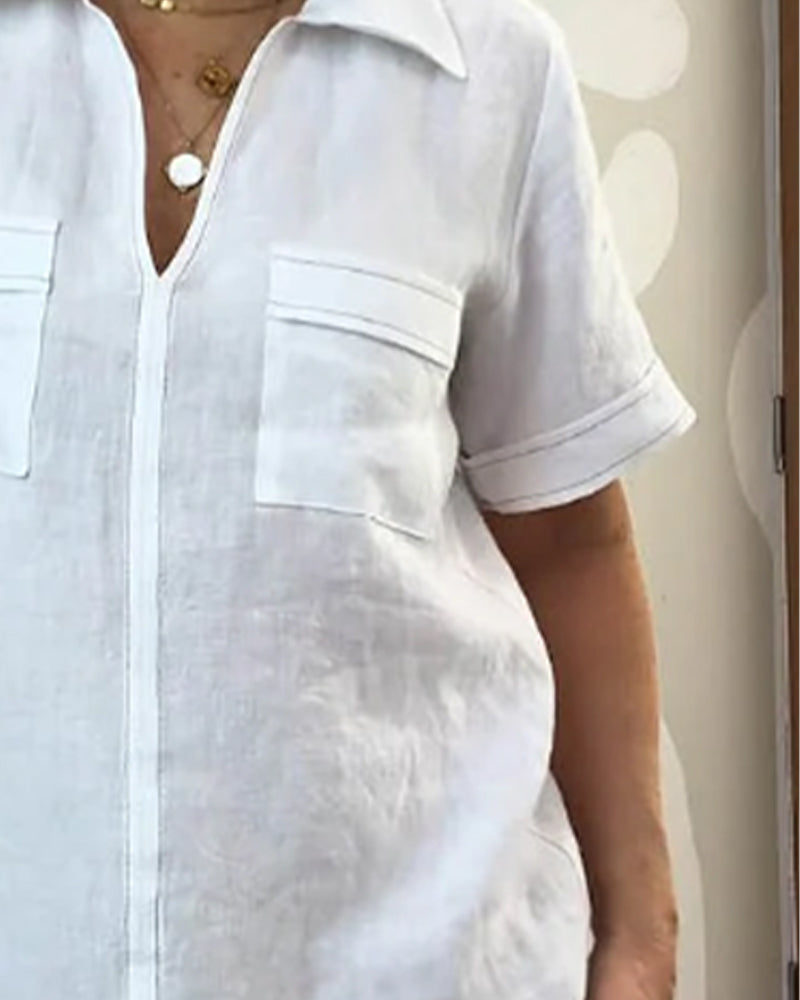 Robe Revers Col V Poche