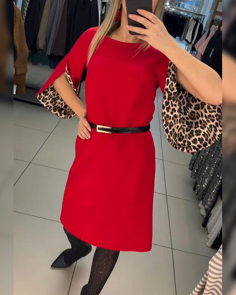 Robe Droite Tendance Avec Manches Évasées