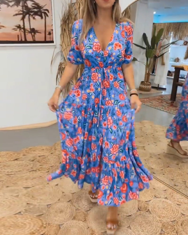 Robe à imprimé roses et fentes