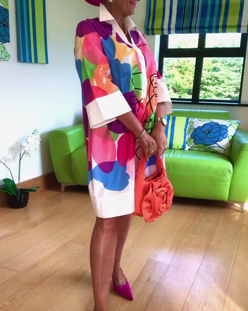 Robe à imprimé portrait couleur revers