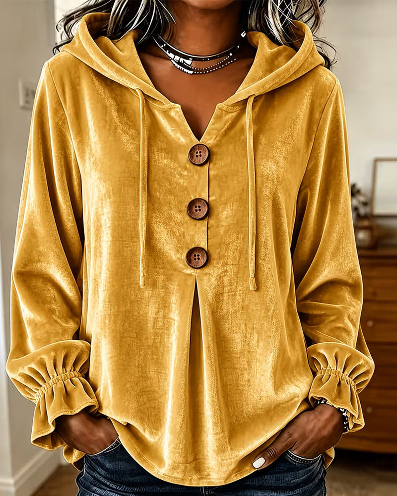 Hoodie Unie Bouton Décontracté