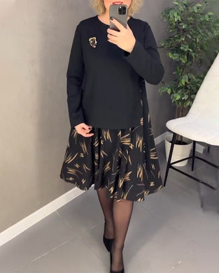 Robe décontractée à imprimé ample avec col rond