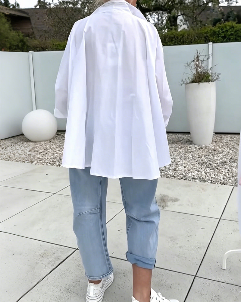 Chemisier Oversize À Col En V Et Épaules Tombantes