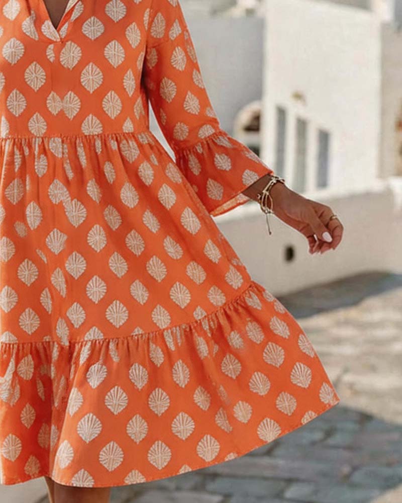 Robe Col V Imprimé