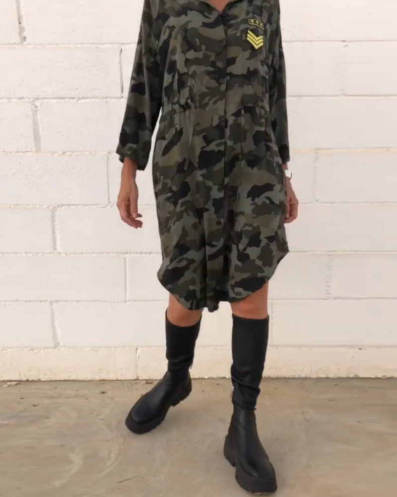 Robe à manches longues imprimée camouflage