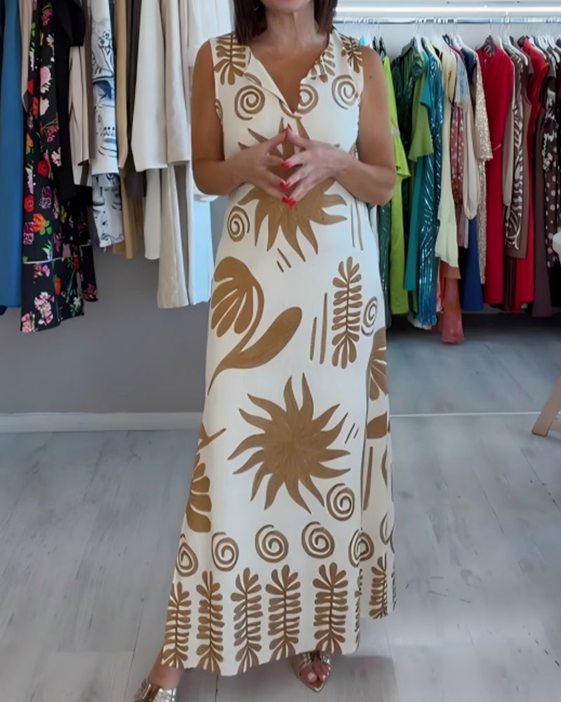 Robe Col En V Sans Manches Droite