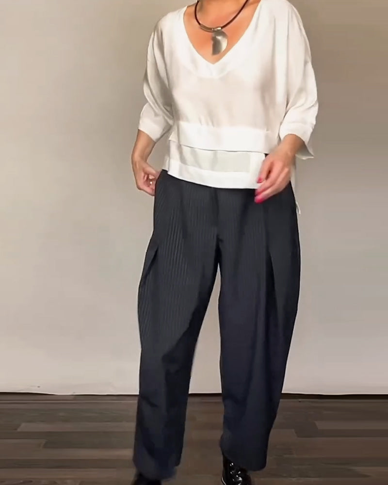 Pantalons Casuals Avec Des Rayures Rétro