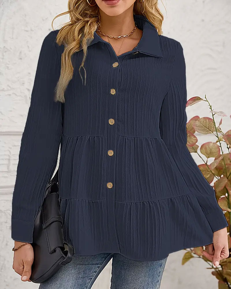 Chemise Élégante À Revers Avec Taille Cintrée