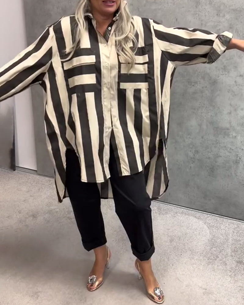 Chemise Manches Longues Ample Rayée