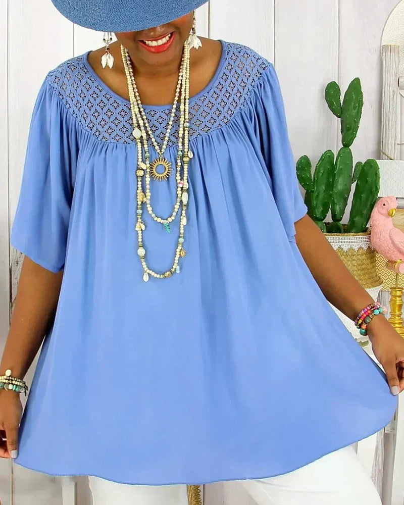 Blouse Unie à Coupe Légère