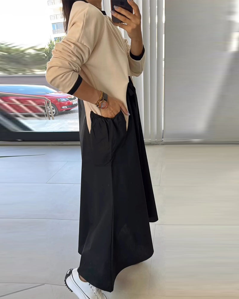 Robe décontractée avec poches patchwork