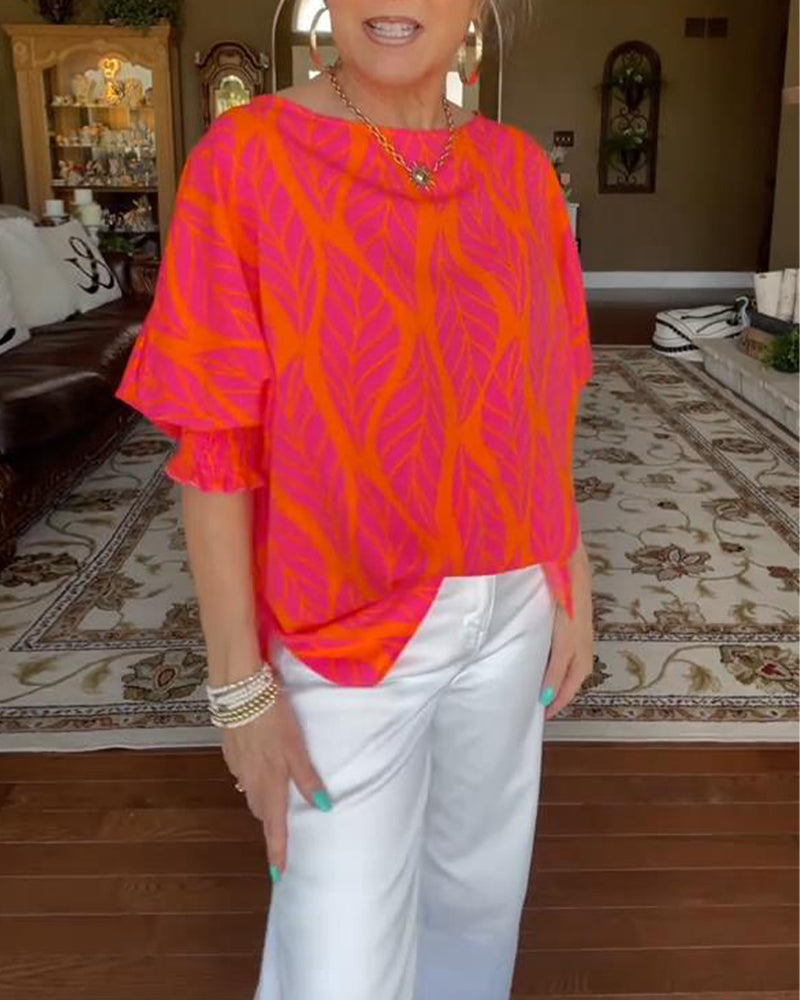 Blouse Col Rond Ample Imprimé