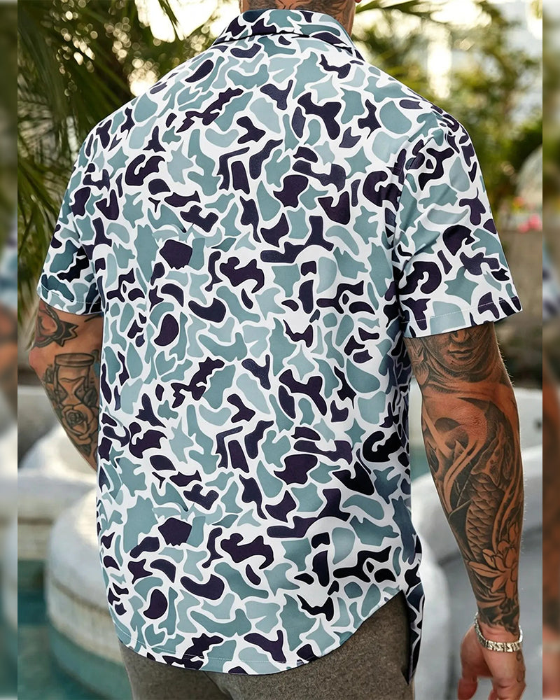 Chemise Homme Décontractée À Motif Camouflage