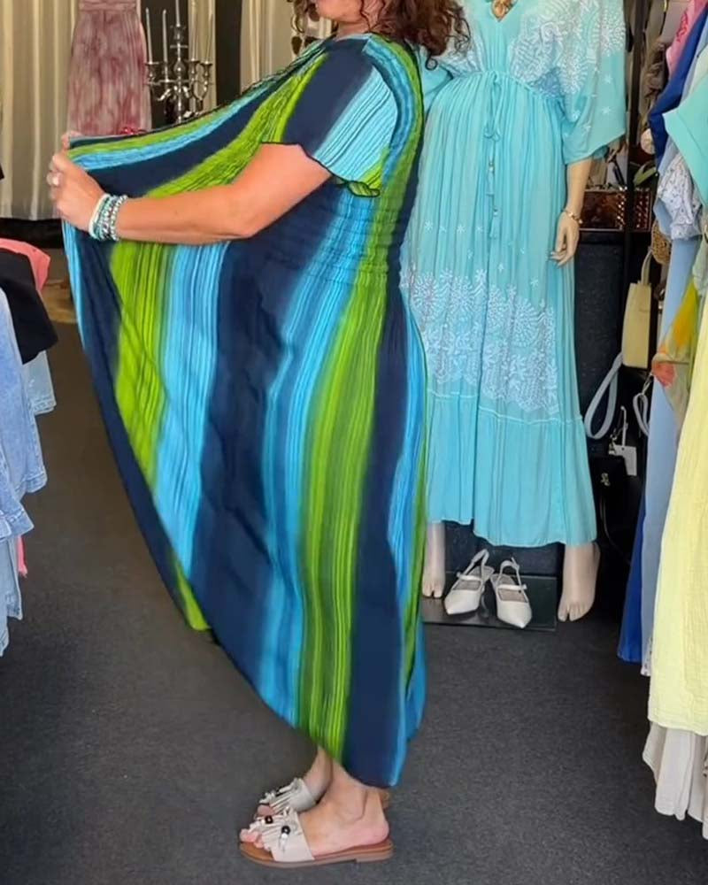 Robe Rayure Verticale Col V Colorée