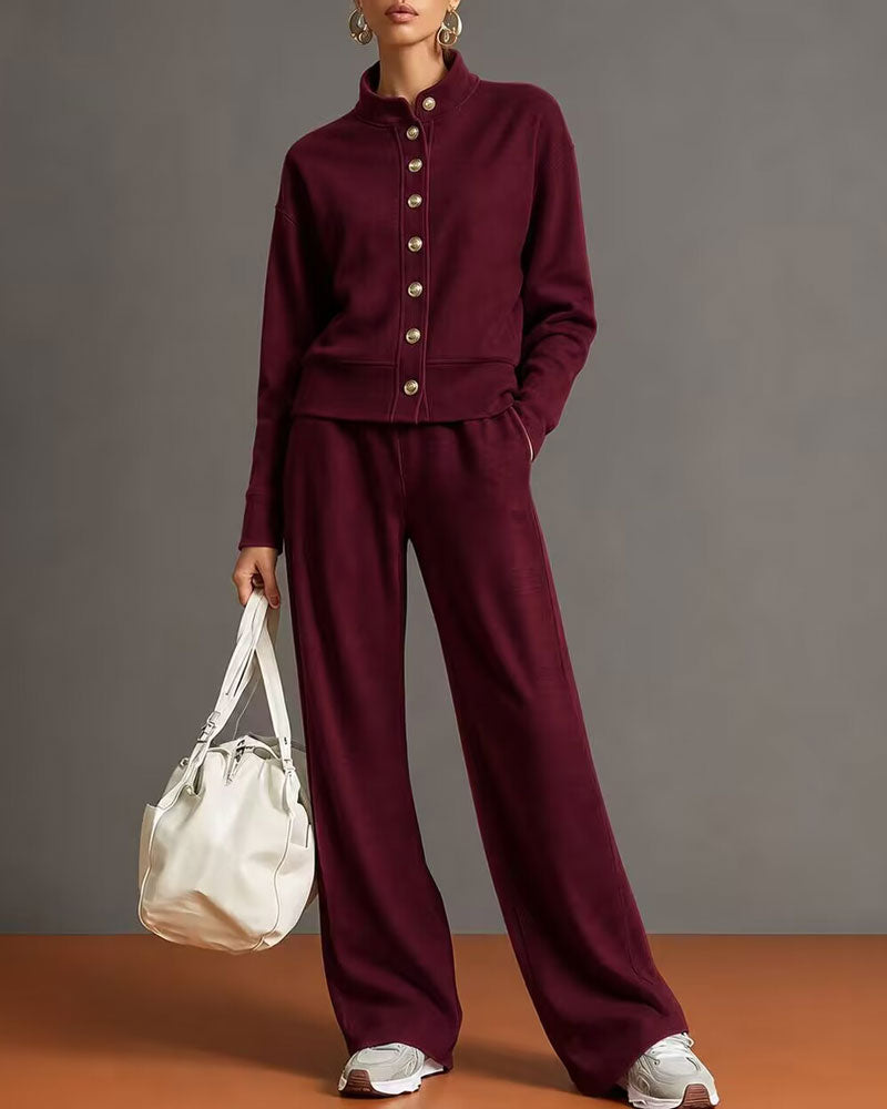 Ensemble Sweat À Capuche Bouton Pression Et Pantalon De Jogging
