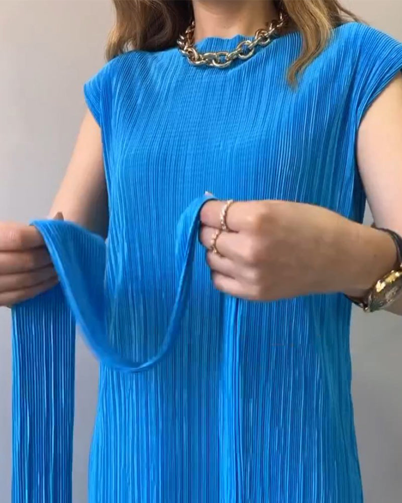 Robe longue texturée sans manches