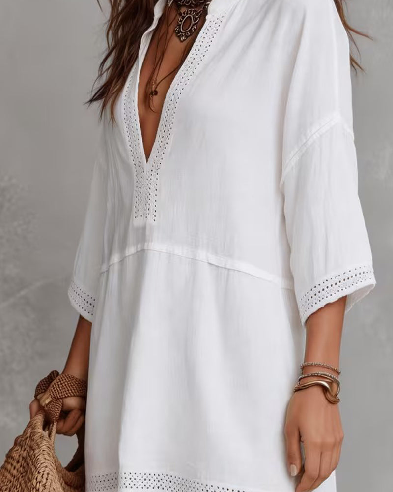 Robes Col V Découpe Patchwork