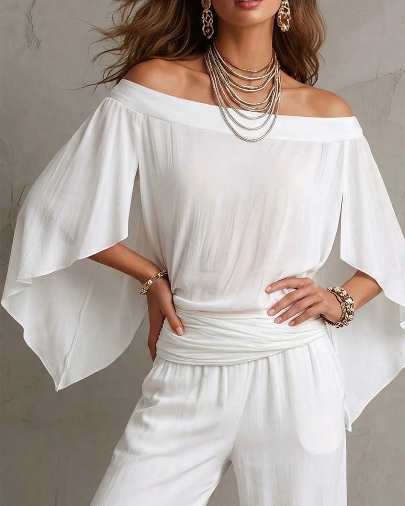 Blouse Off-Shoulder Irrégulière Lâche