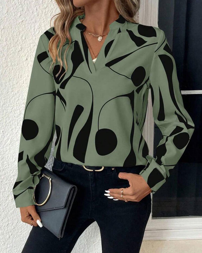 Blouse Abstrait Géométrique Imprimé