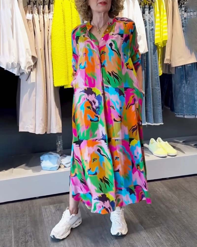 Robe à impression colorée et poches