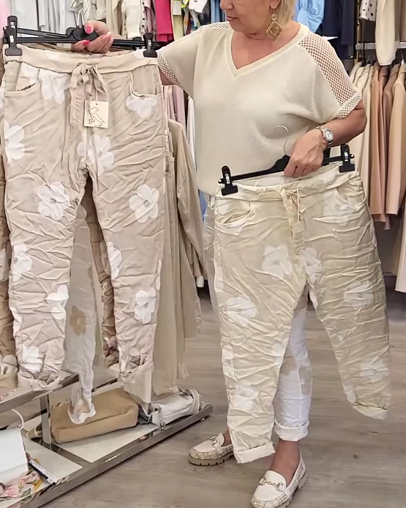 Pantalon décontracté imprimé avec cordon de serrage