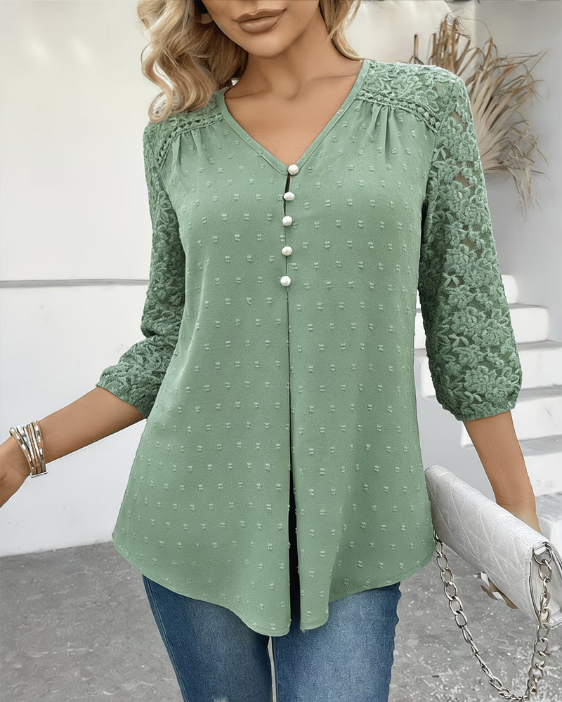 Blouse Dentelle Patchwork 3D Florale