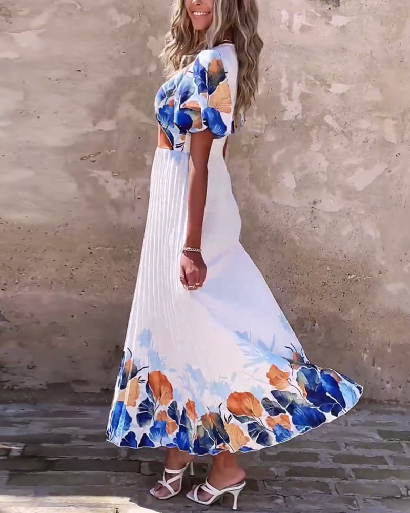 Robe en V profond avec manches bulles