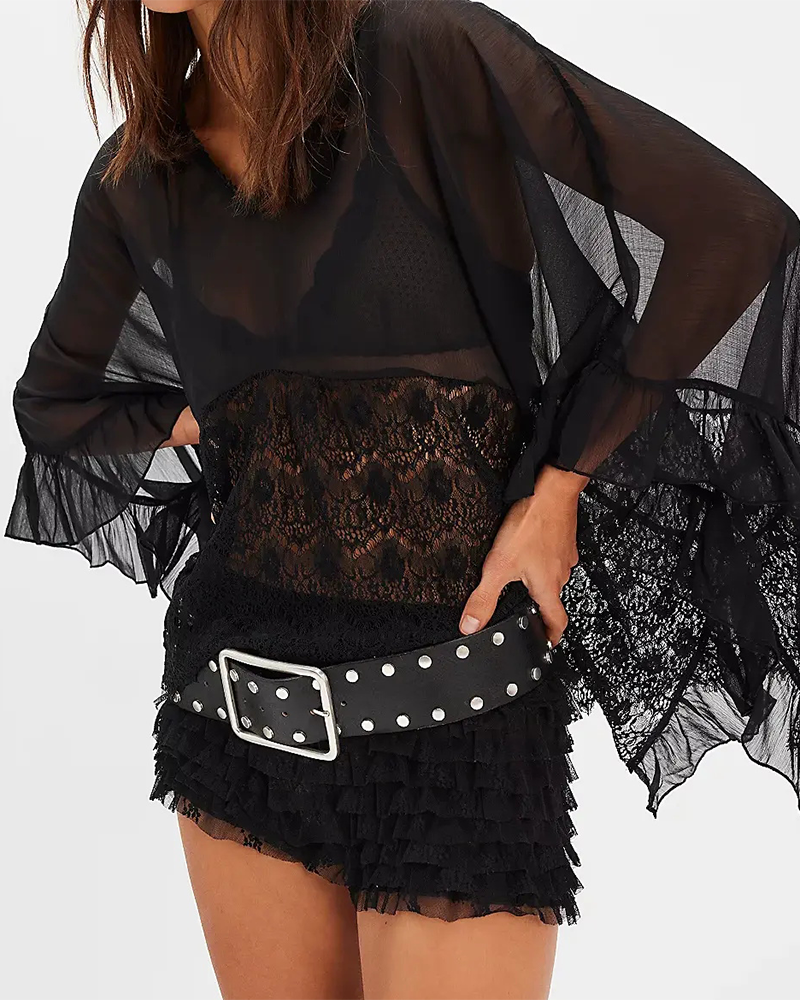 Cover-Up Dentelle Patchwork Mesh