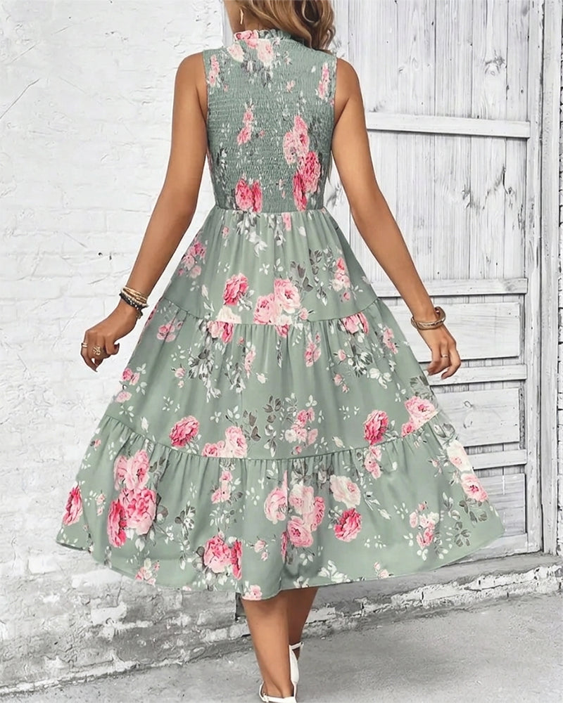 Robe Imprimé Floral Smocké